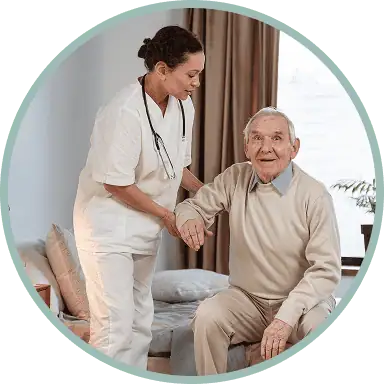 A caregiver supporting an older adult